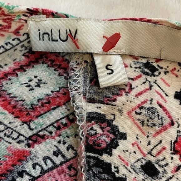 InLuv Long Boho Cardigan Womens Multicolor Open Front Short Sleeve Size S - Picture 9 of 10